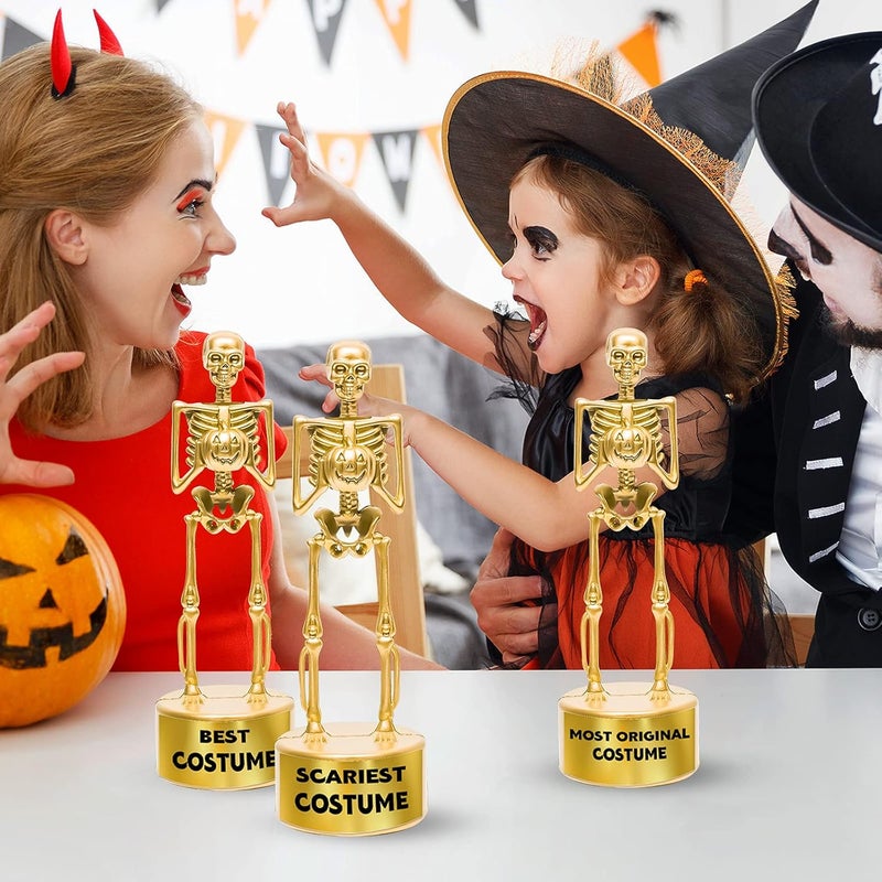 GMAOPHY 6 Pack Halloween Best Costume Skeleton Trophy, Halloween Skull Party Favor Prizes, Halloween Party Supplies Game Awards, Costume Contest Event Trophy, School Classroom Rewards for Kids Ages 8+ (A) - Image 5